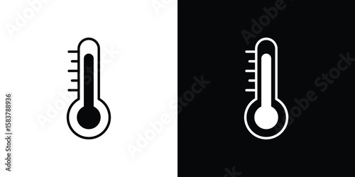 Thermometer icon black and white. Simple glyph icons.
