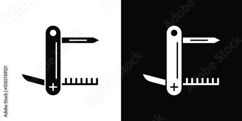 Swiss Knife icon black and white. Simple glyph icons.