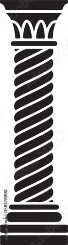 Black and white vector illustration of a classical column with fluted shaft