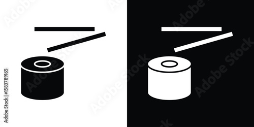 Sushi icon black and white. Simple glyph icons.
