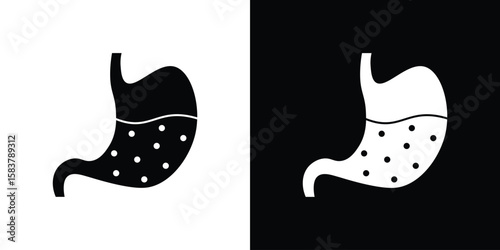 Stomach with Liquids icon black and white. Simple glyph icons.