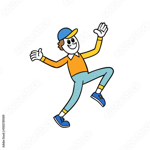 vector illustration of a boy jumping
