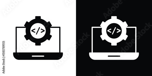 Software Engineering icon black and white. Simple glyph icons.