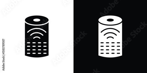 Smart speaker icon black and white. Simple glyph icons.