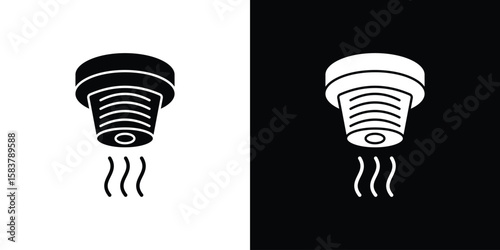 Smoke detector icon black and white. Simple glyph icons.
