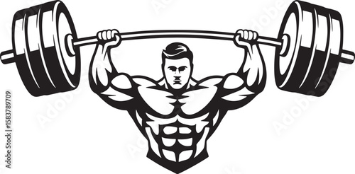 man lifting a heavy barbell illustration premium quality