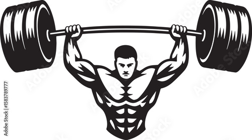 man lifting a heavy barbell illustration premium quality