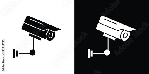Security camera icon black and white. Simple glyph icons.