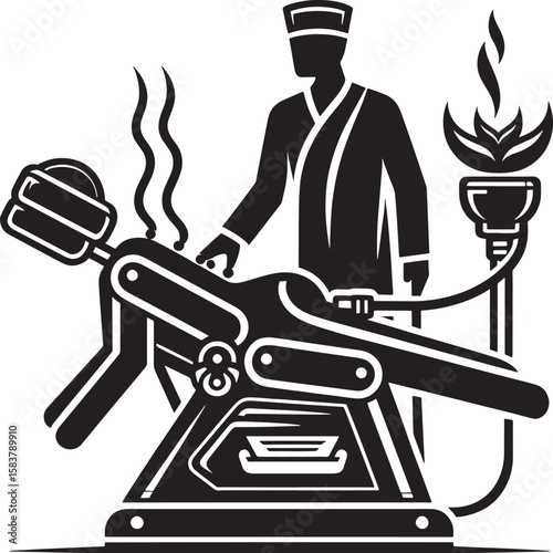 Massage machine silhouette line art design illustration premium quality