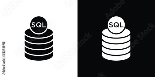 SQL icon black and white. Simple glyph icons.