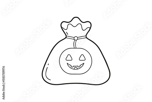 Vector Illustration of Halloween Candy Bag Trick or Treat Icon