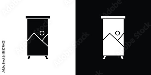 Roll up banners icon black and white. Simple glyph icons.