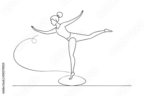 Balance Beam Gymnast with Artistic Motion Vector Illustration