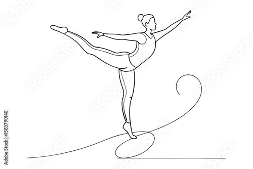 Female Gymnast on Beam with Graceful Movements Vector Design