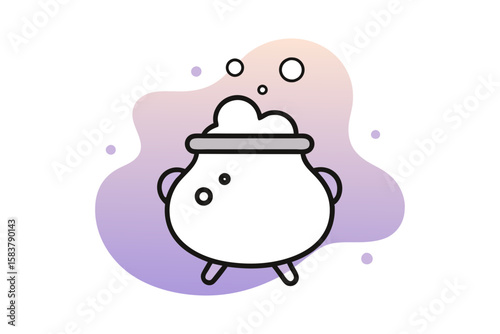 Spooky Cauldron with Bubbling Green Brew Halloween Icon