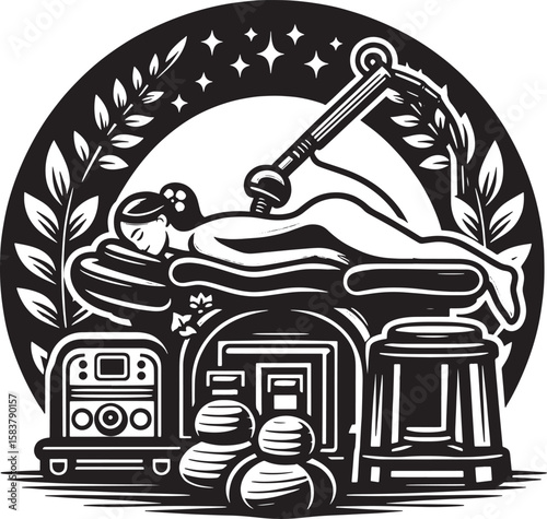Massage machine silhouette line art design illustration premium quality