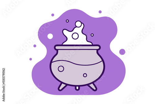 Magic Cauldron with Bubbles for Halloween Vector Artwork
