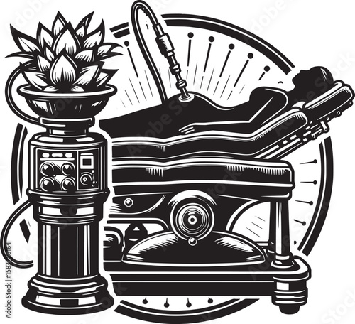 Massage machine silhouette line art design illustration premium quality