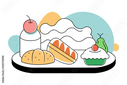Sweet Italian Treats Platter with Traditional Pastries Vector