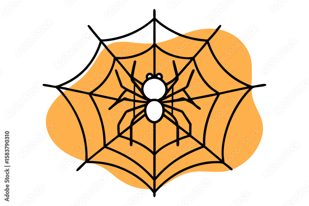 Fototapeta premium Spooky Spider Web Halloween Decoration Line Drawing Vector