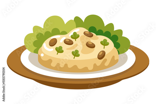 Mushroom Parmesan Risotto in Elegant Vector Style