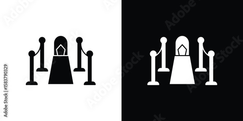 Red carpet icon black and white. Simple glyph icons.