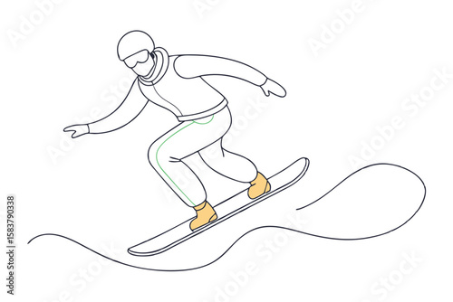 Snowboard Jump with Snow Trail Icon Vector Illustration