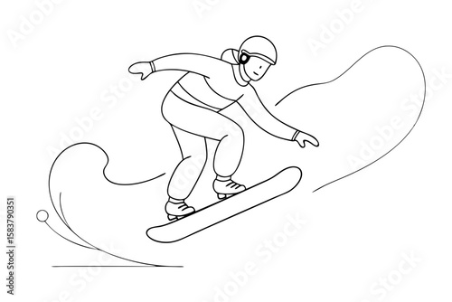 Winter Sports Snowboarding Icon with Dynamic Motion Vector
