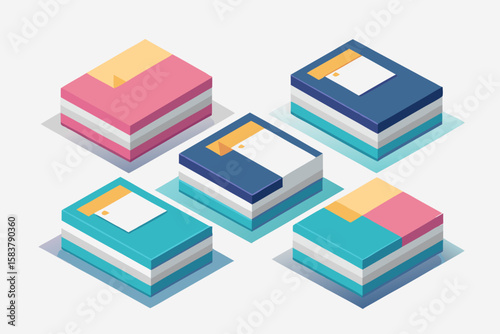  Book Cover Mockup Vector Set – Open & Closed Views