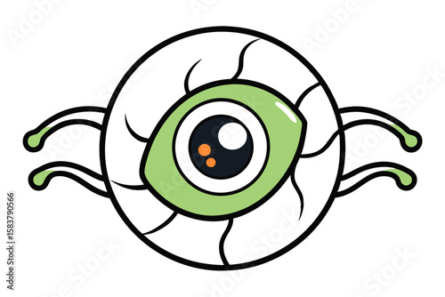 Creepy Halloween Eyeball Icon Design Vector on Transparent Background