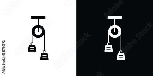Pulley icon black and white. Simple glyph icons.
