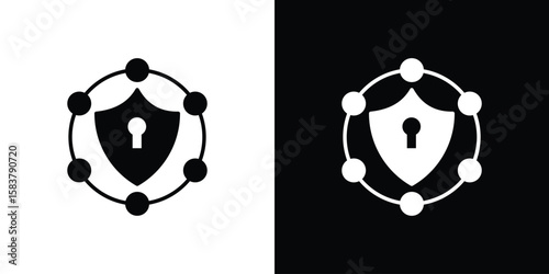 Private network icon black and white. Simple glyph icons.