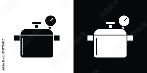 pressure cooker icon black and white. Simple glyph icons.