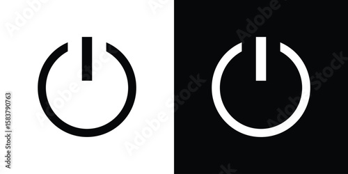 Power icon black and white. Simple glyph icons.