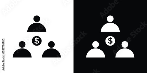 Ponzi scheme icon black and white. Simple glyph icons.