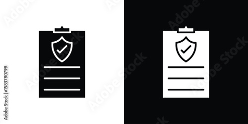 Policy icon black and white. Simple glyph icons.