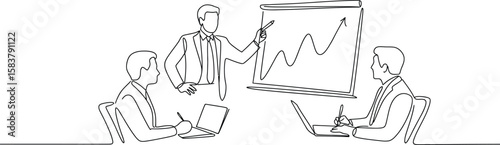Business Growth Presentation – One Line Drawing of Team with Chart