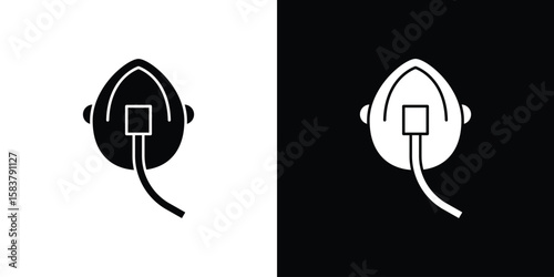 Oxygen mask icon black and white. Simple glyph icons.