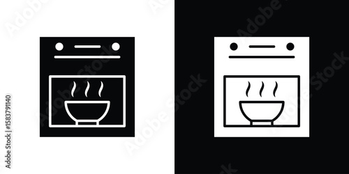 Oven icon black and white. Simple glyph icons.