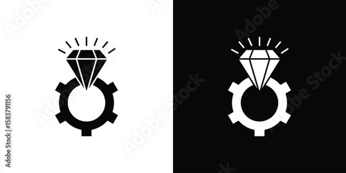 Operational excellence icon black and white. Simple glyph icons.