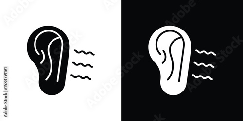 Otitis icon black and white. Simple glyph icons.