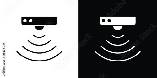Motion sensor icon black and white. Simple glyph icons.