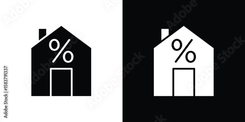 Mortgage rate icon black and white. Simple glyph icons.