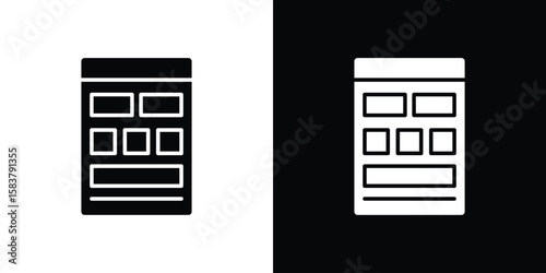 Mood board icon black and white. Simple glyph icons.