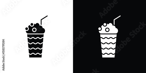 Milkshake icon black and white. Simple glyph icons.