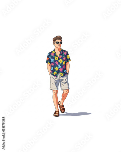 illustration stylish man in summer fashion