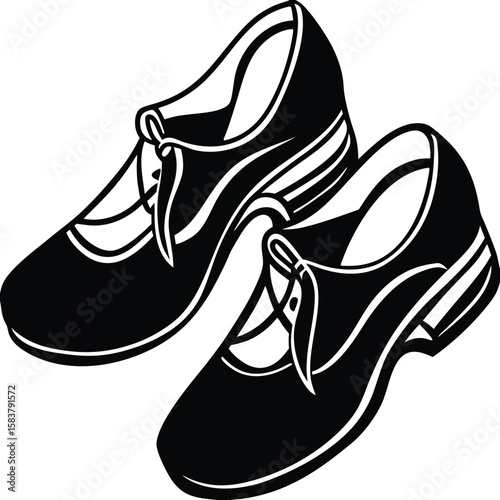 Dance Shoes Silhouette Vector, figure, symbol, element, black, white, isolated, black, isolated, bride