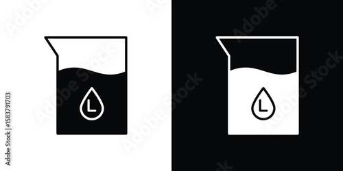 Liter icon black and white. Simple glyph icons.