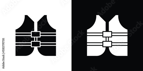 Lifejacket icon black and white. Simple glyph icons.
