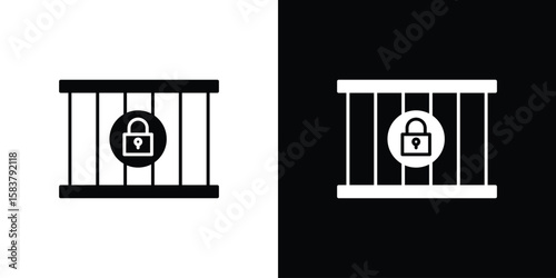 Jail icon black and white. Simple glyph icons.